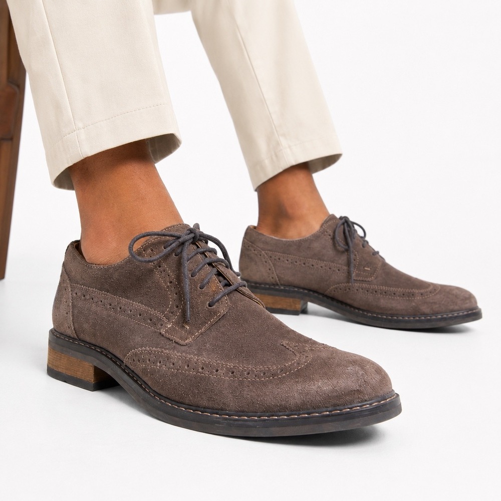 Vionic Bruno Wingtip Oxfords Suede Brown Orthotic Mens Size 11